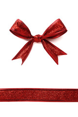 Red gift bow isolated on white background