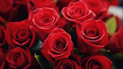 Obraz premium Beautiful bright red rose close-up opening Spa ideas, weddings, birthdays, Valentine's Day, Mother's Day, concepts.