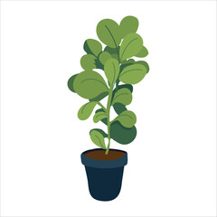 Indoor plant in a pot. decoration for a cozy home. Everyday life. Vector illustration on a blue background.