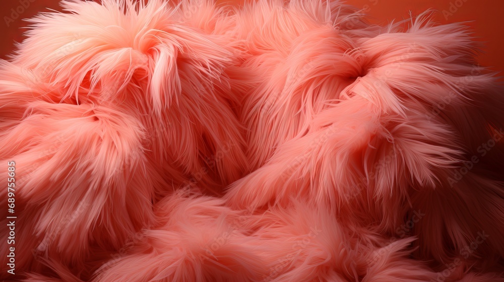 Poster fur background in peach fuzz shade, fluffy splash banner with space for text. concept: delicate colo
