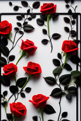 Background frame with red roses