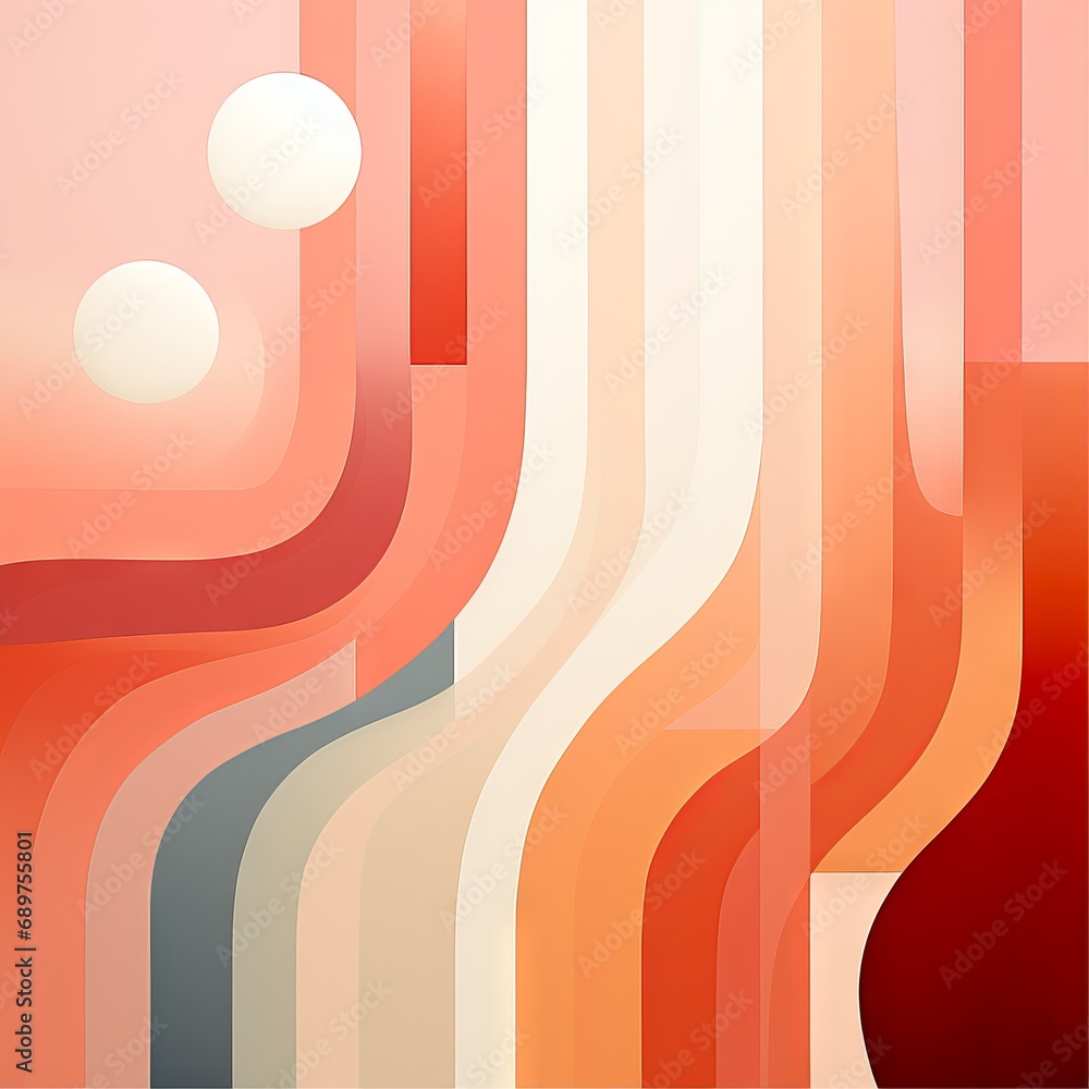 Aufkleber abstract background of wavy lines in peach fuzz shade, banner with space for text. concept: delicate