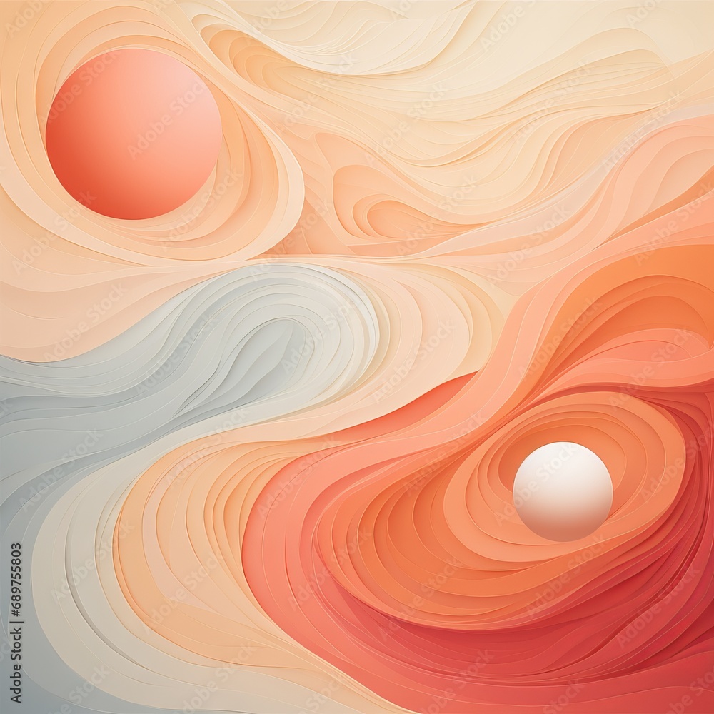 Aufkleber abstract background of wavy lines in peach fuzz shade, banner with space for text. concept: delicate