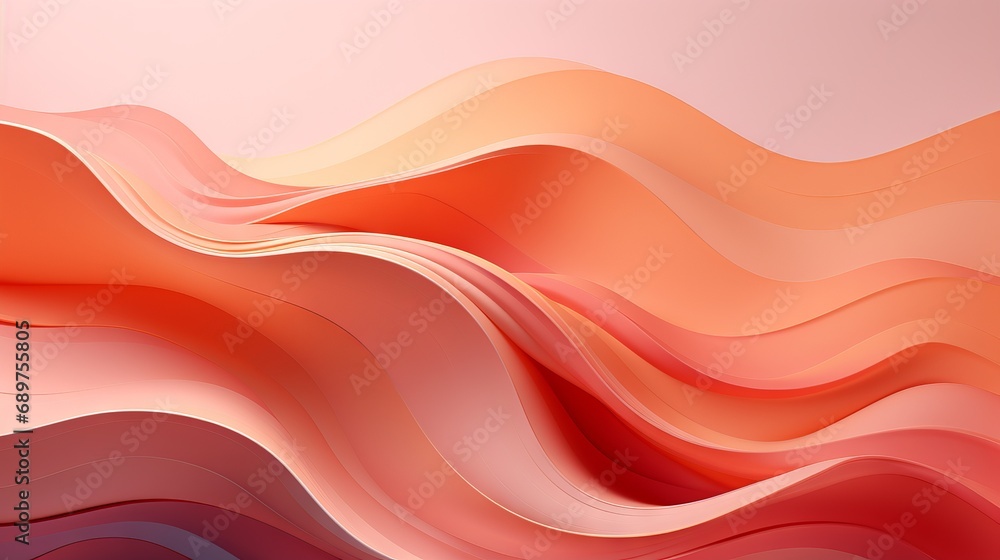 Aufkleber abstract background of wavy lines in peach fuzz shade, banner with space for text. concept: delicate