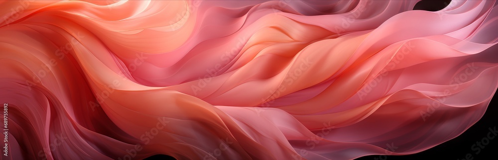 Aufkleber abstract background of wavy lines in peach fuzz shade, banner with space for text. concept: delicate