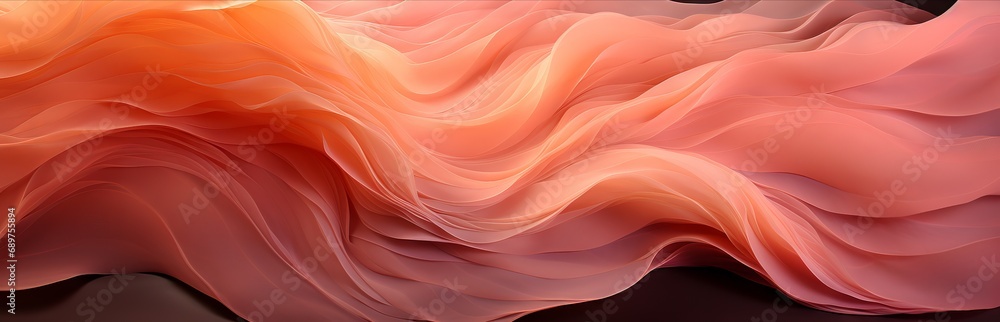 Aufkleber abstract background of wavy lines in peach fuzz shade, banner with space for text. concept: delicate