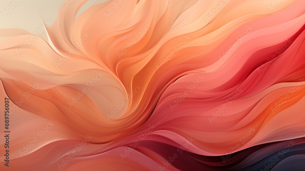 Aufkleber abstract background of wavy lines in peach fuzz shade, banner with space for text. concept: delicate