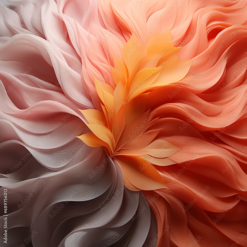 Aufkleber abstract background of wavy lines in peach fuzz shade, banner with space for text. concept: delicate