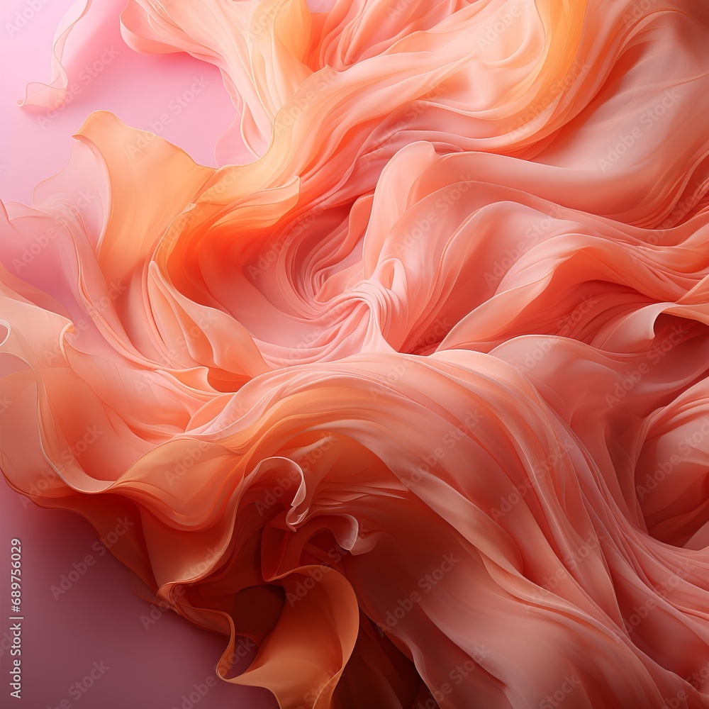 Aufkleber abstract background of wavy lines in peach fuzz shade, banner with space for text. concept: delicate