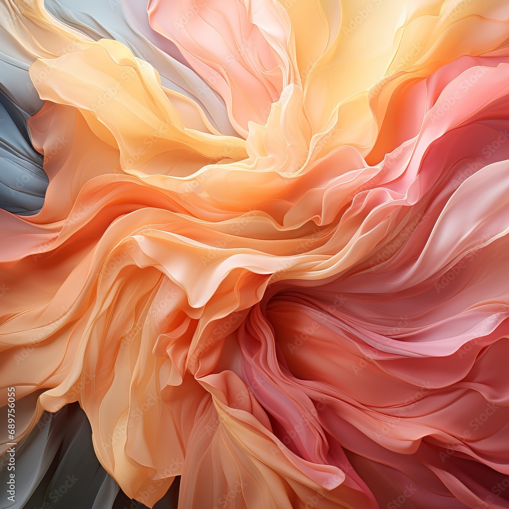Aufkleber abstract background of wavy lines in peach fuzz shade, banner with space for text. concept: delicate