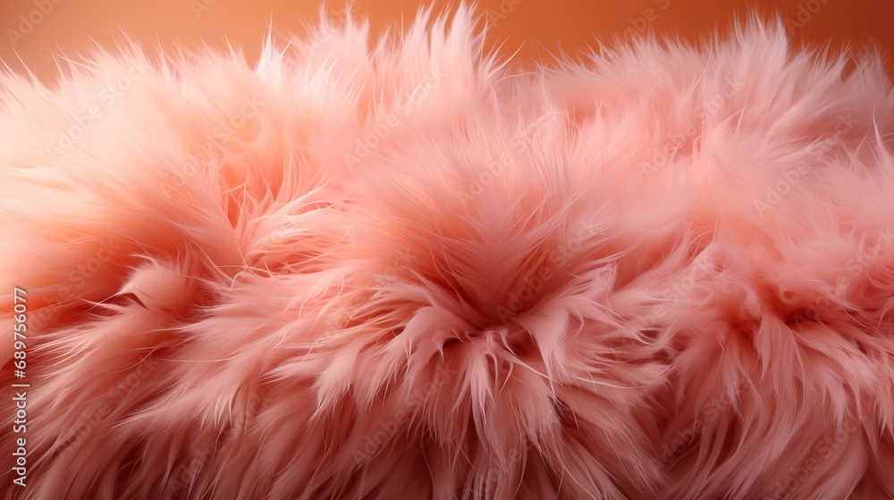 Poster fur background in peach fuzz shade, fluffy splash banner with space for text. concept: delicate colo