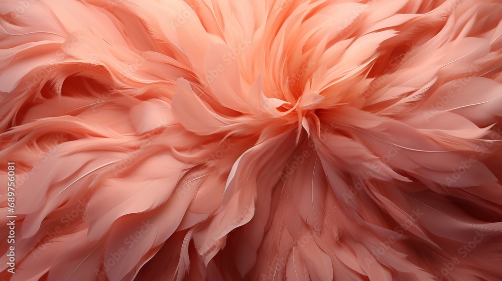 Poster fur background in peach fuzz shade, fluffy splash banner with space for text. concept: delicate colo