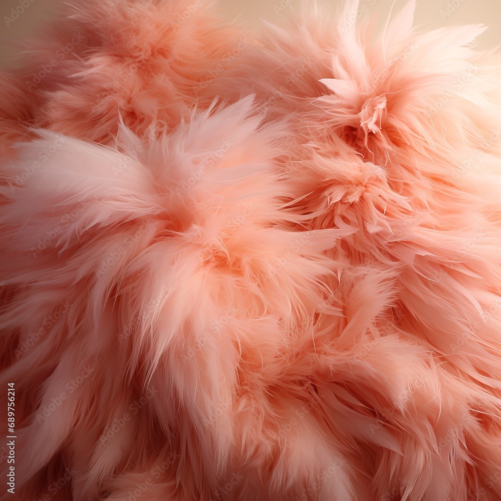 Poster fur background in peach fuzz shade, fluffy splash banner with space for text. concept: delicate colo