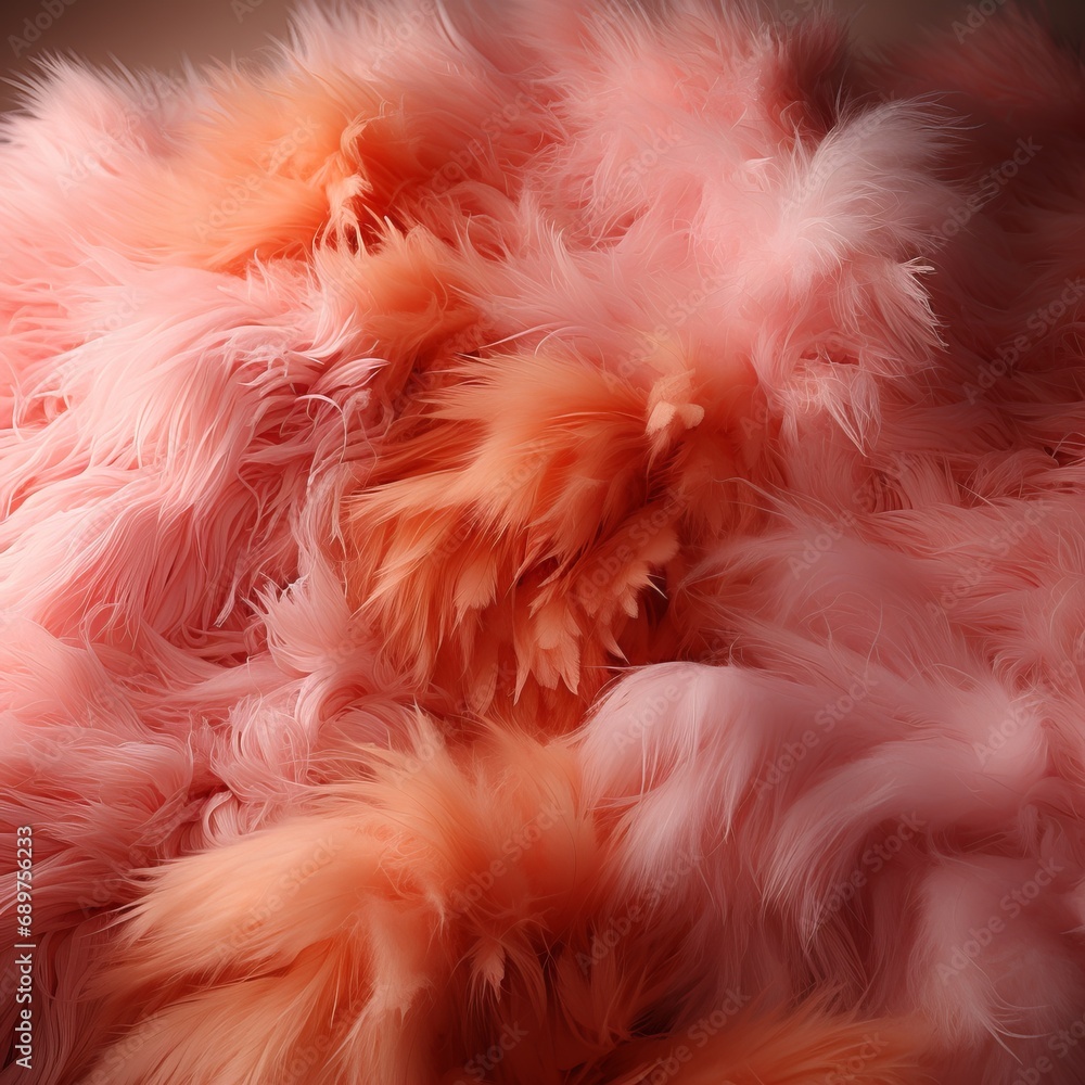 Poster fur background in peach fuzz shade, fluffy splash banner with space for text. concept: delicate colo