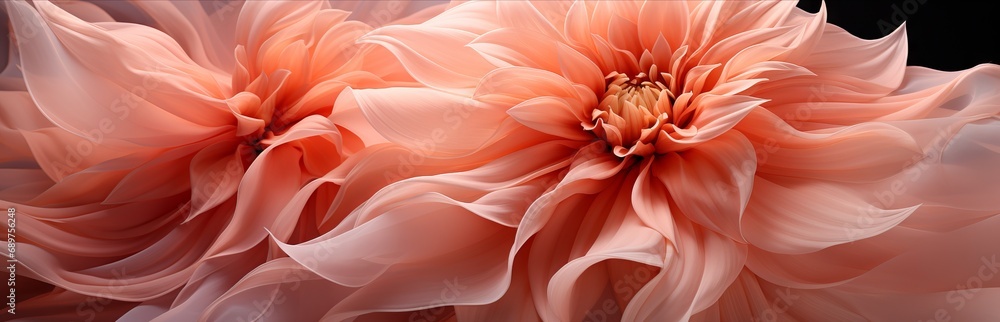 Poster fur background in peach fuzz shade, fluffy splash banner with space for text. concept: delicate colo