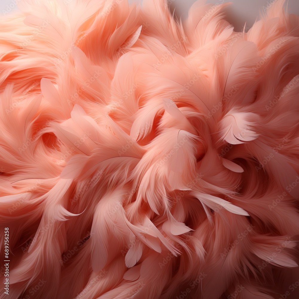 Poster fur background in peach fuzz shade, fluffy splash banner with space for text. concept: delicate colo