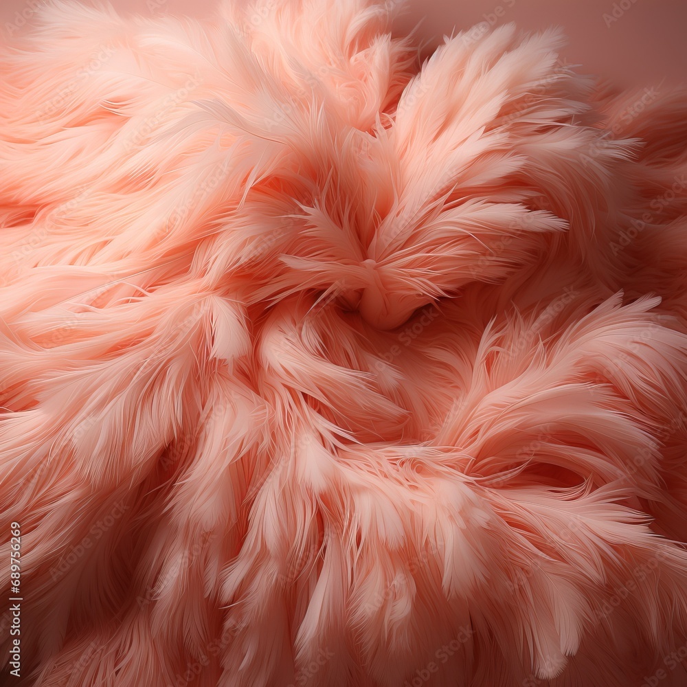 Poster fur background in peach fuzz shade, fluffy splash banner with space for text. concept: delicate colo