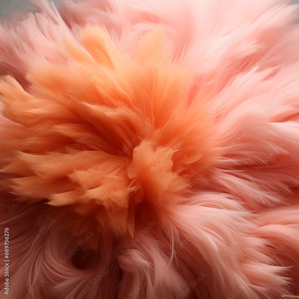 Poster fur background in peach fuzz shade, fluffy splash banner with space for text. concept: delicate colo