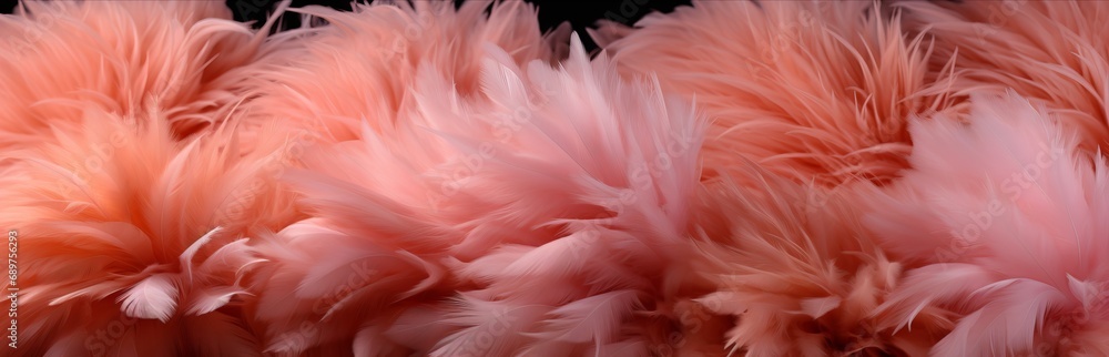 Poster fur background in peach fuzz shade, fluffy splash banner with space for text. concept: delicate colo