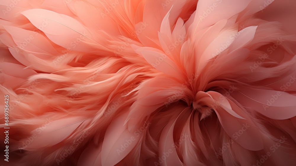 Poster fur background in peach fuzz shade, fluffy splash banner with space for text. concept: delicate colo