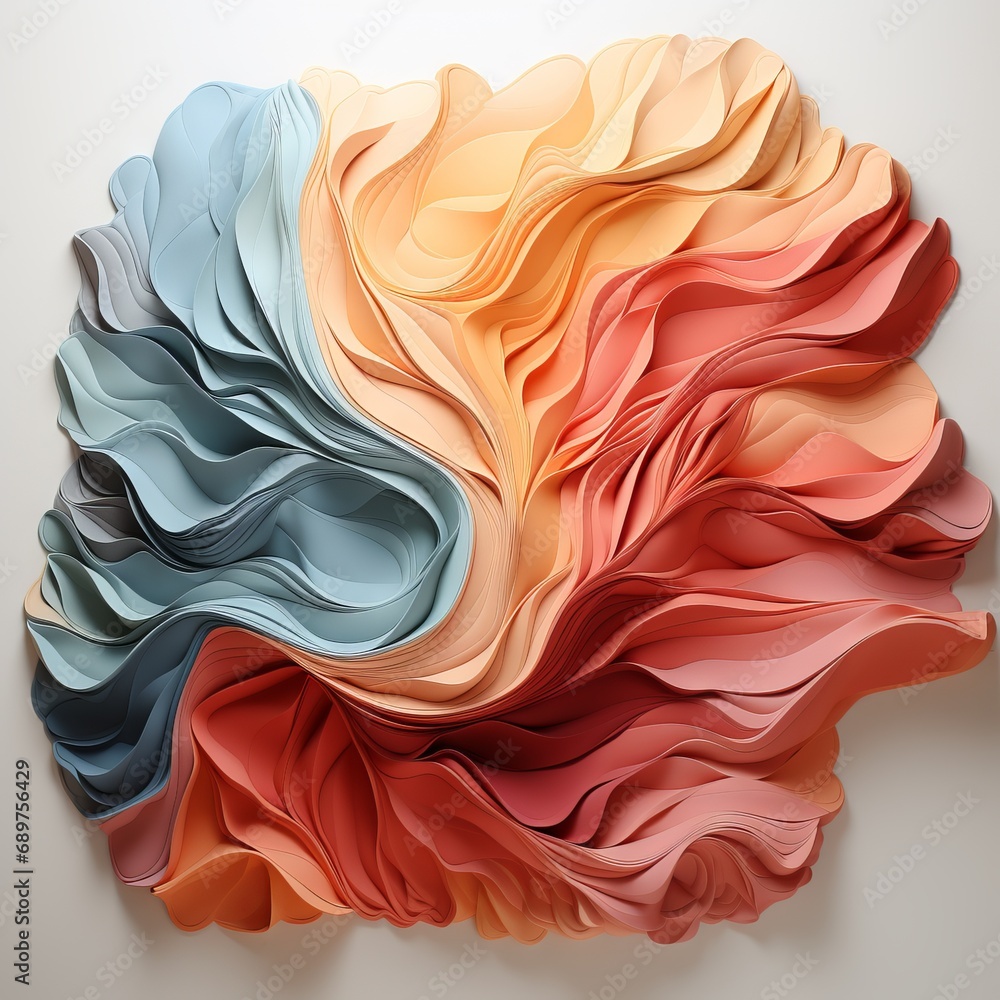 Aufkleber abstract fabric in peach fuzz shade, fluffy splash banner with space for text. concept: delicate col