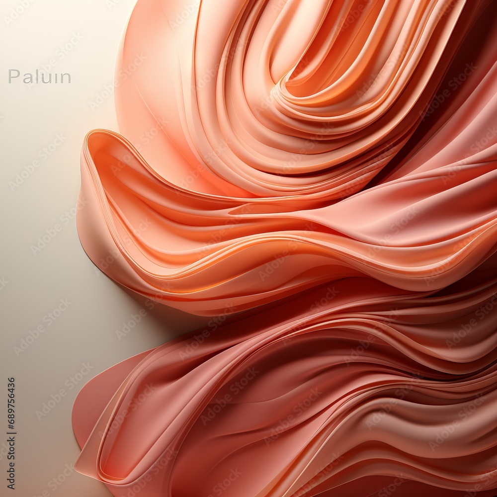 Aufkleber abstract fabric in peach fuzz shade, fluffy splash banner with space for text. concept: delicate col