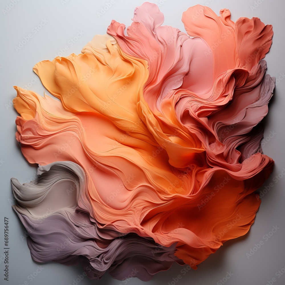 Aufkleber abstract fabric in peach fuzz shade, fluffy splash banner with space for text. concept: delicate col