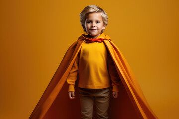 Small child boy in superhero costume
