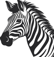 Simple Minimalist Vector Design of a Zebra Head in Classic Black and White, Perfect for Icon or Logo