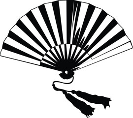 Cartoon Black and White Isolated Illustration Vector Of A Paper Fan