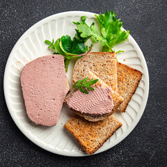 pate foie gras liver poultry eating cooking appetizer meal food snack on the table copy space food background rustic top view
