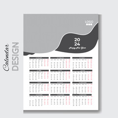 Creative & Clean Calendar 2024 with simple and modern design New calendar design 2024 vector graphic.