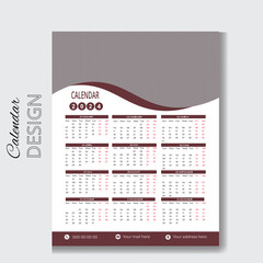 Creative & Clean Calendar 2024 with simple and modern design New calendar design 2024 vector graphic.