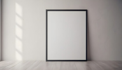 Blank picture frame mock up in modern interior. 3D rendering. Generative AI
