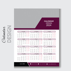 Corporate modern vector 2024 calendar design template challenge, change, deadline, diary, goals, next, note, plan, start, top.