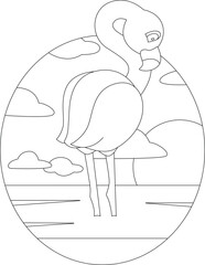 Flamingo Sunset Animal Vector Graphic Art Illustration