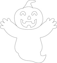 Ghost Halloween Pumpkin Vector Graphic Art Illustration