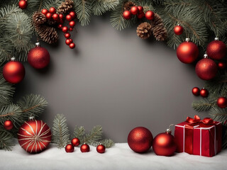 Fototapeta na wymiar Festive Christmas scene with adorned Christmas tree, holiday background with decorative ornaments