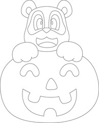 Panda Halloween Pumpkin Animal Vector Graphic Art Illustration