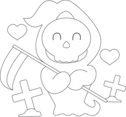 Reaper Halloween Grave Vector Graphic Art Illustration