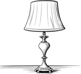 Elegant Provence Style Table Lamp Vintage Outline Icon In Hand-drawn Style
