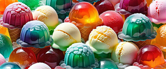 Fototapeta na wymiar ice cream of different colors