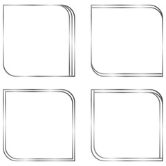 Set of silver metal frames isolated on white. Vector frame for text, photo, certificate, pictures, diploma, card, invitation. Square luxury frames