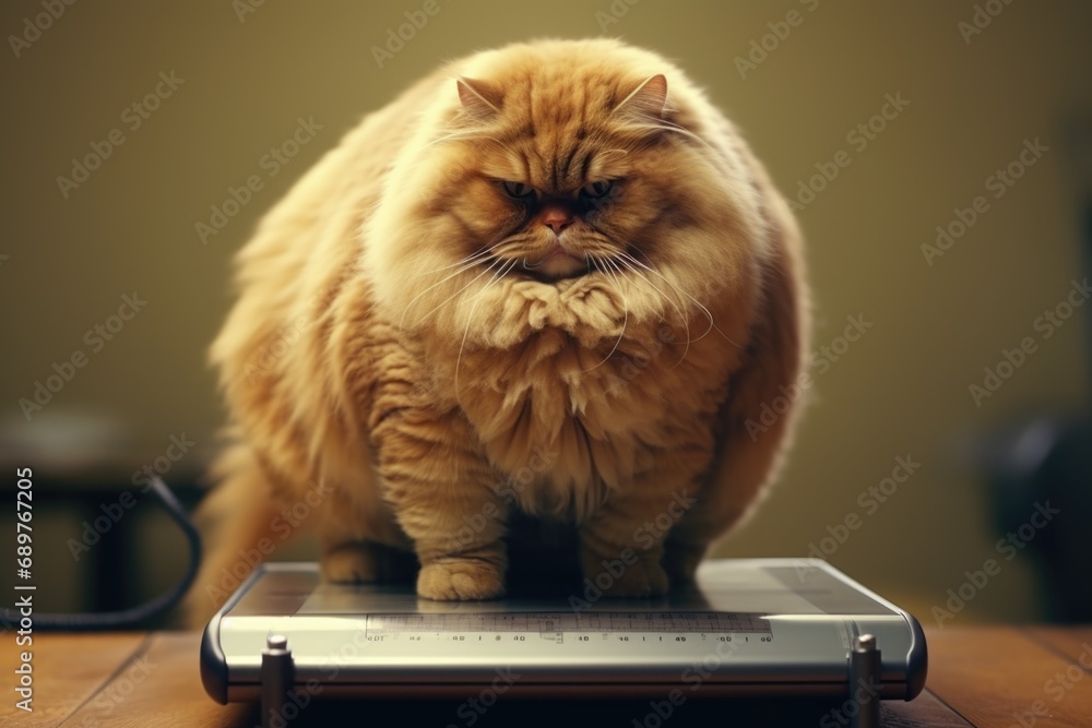 Poster a cat sitting on top of a laptop computer. can be used to depict a cozy workspace or a playful pet i