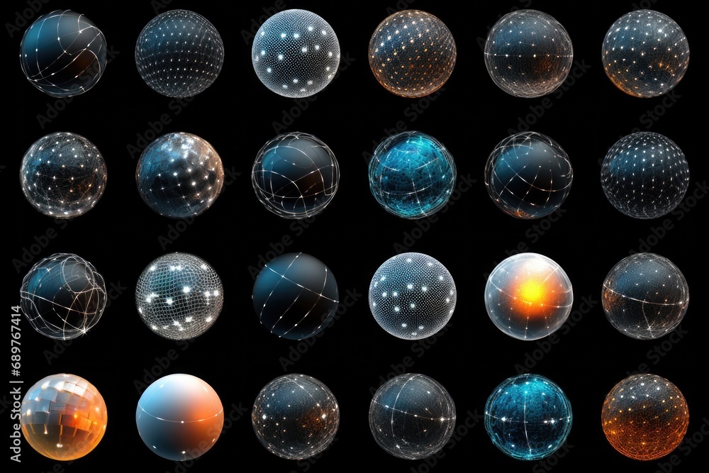 Poster A cluster of interconnected spheres. Suitable for various applications