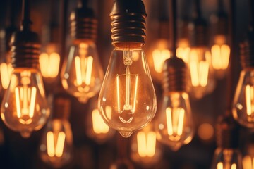 A cluster of light bulbs suspended from a ceiling. Versatile and suitable for various lighting concepts