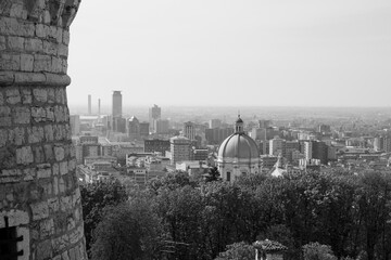 View over the City. Black and White. Brescia. Italy.