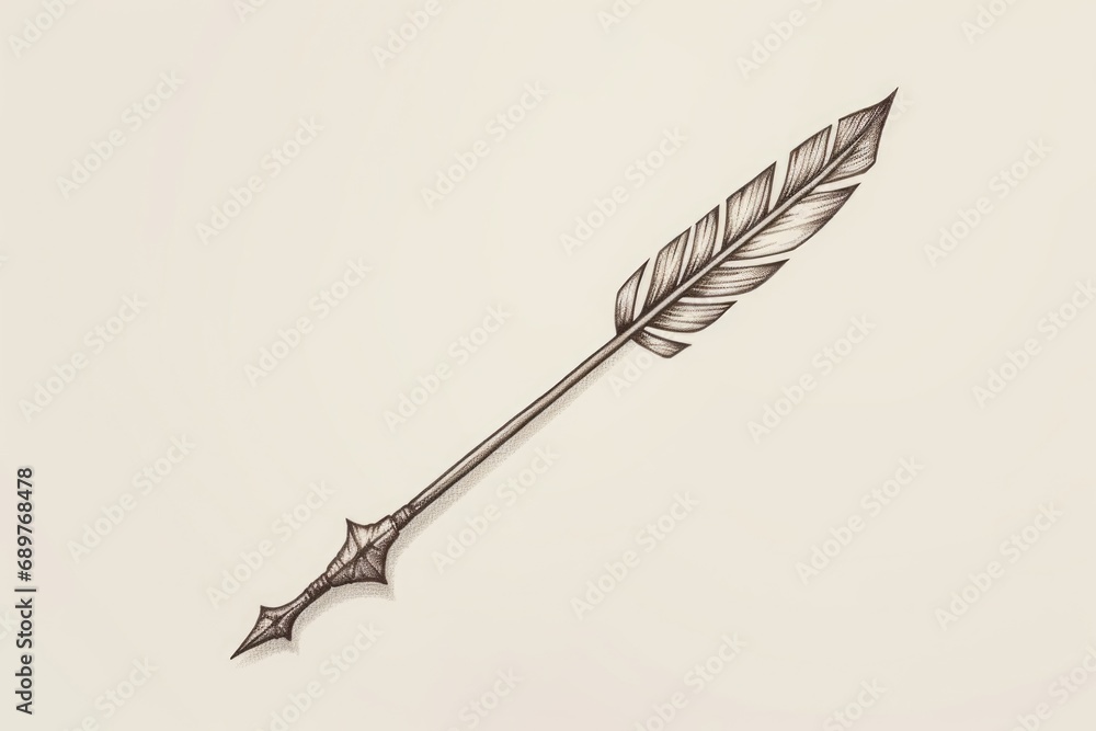Poster a straightforward drawing of an arrow on a plain white background. suitable for various design purpo
