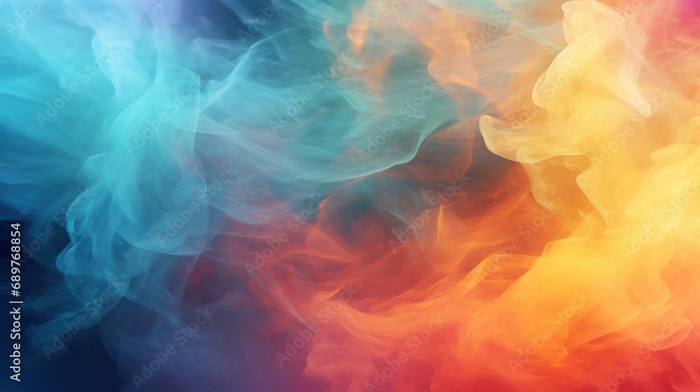 Canvas Prints  a multicolored cloud of smoke on a dark blue, red, yellow, orange and pink color background.