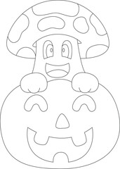 Mushroom Halloween Pumpkin Vector Graphic Art Illustration